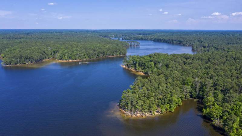 Jordan Lake offers ample fishing opportunities along with campgrounds, local shops, restaurants, and lodging options