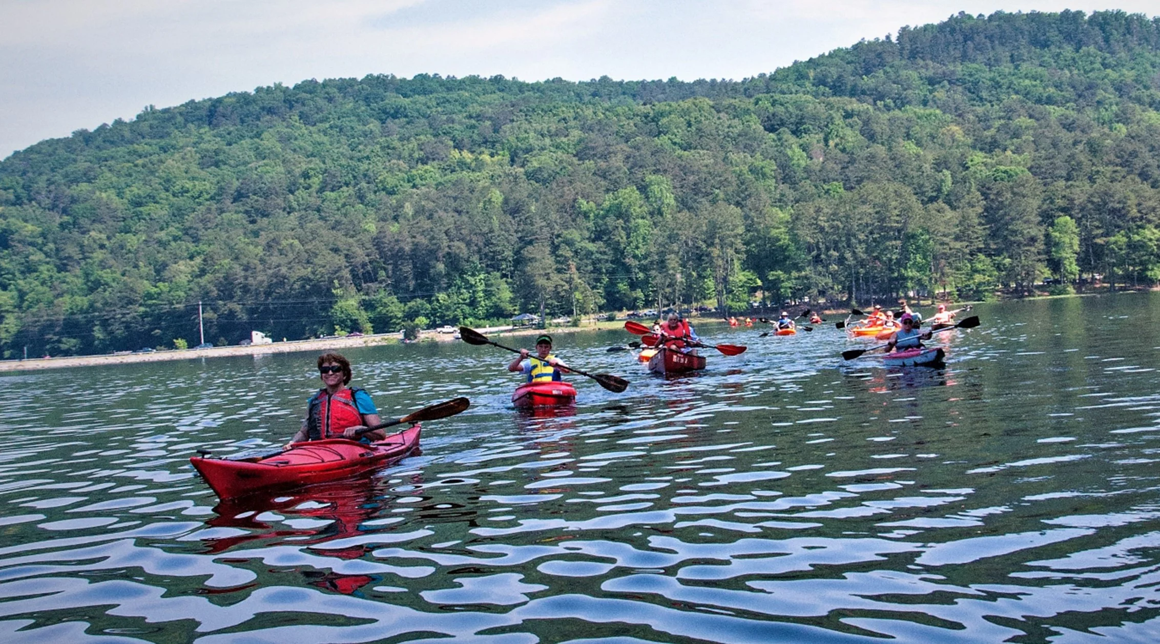 The lake's 900 miles of shoreline offer numerous spots to launch your kayak and explore