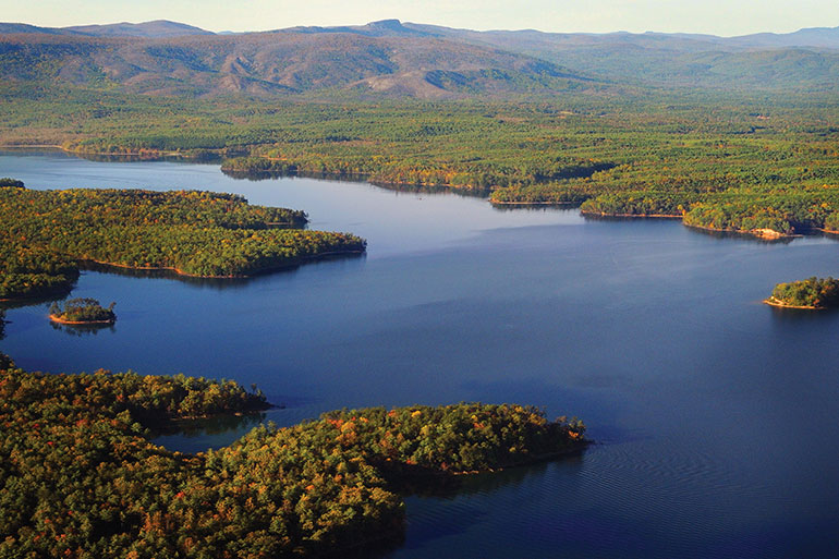 The clear, cool waters in Lake James are perfect for fishing a variety of species