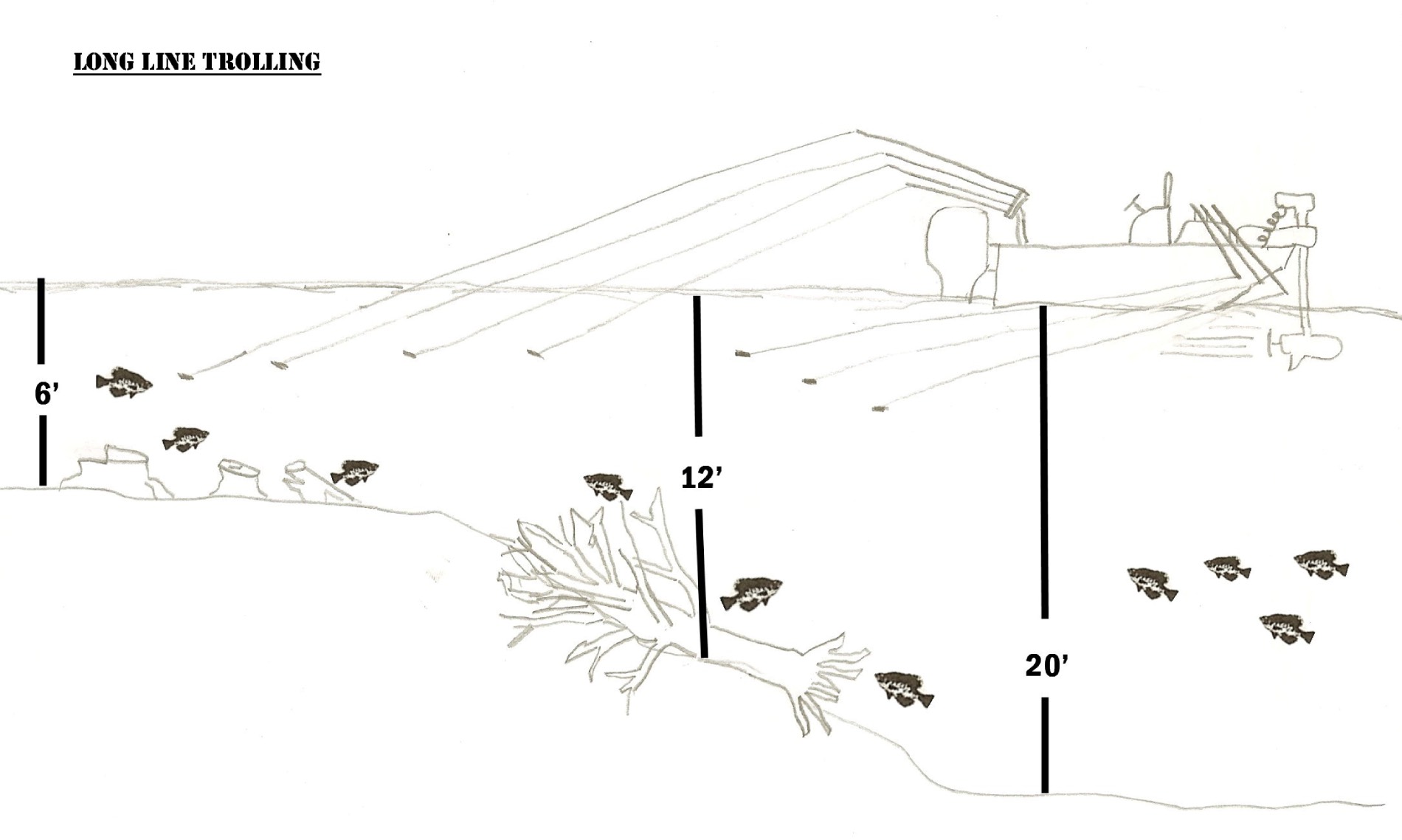 Using long-line trolling technique is ideal for catching crappie during fall